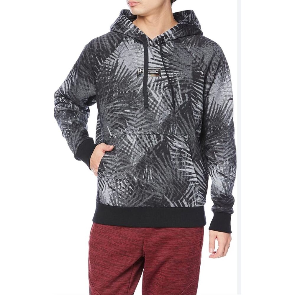 Under Armour Men's UA Rival Fleece Sport Palm Hoodie Black/White Size XXL